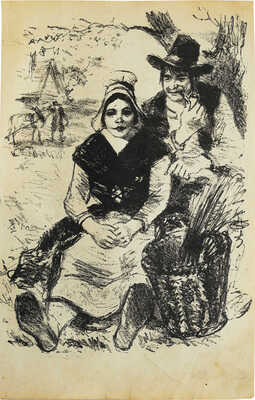 Иллюстрация к рассказу Ги де Мопассана «История служанки с фермы». Художник Рудаков К.И. 1935. Литография